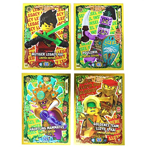 Lego Ninjago Tarjetas Trading Cards Serie 6 – La isla Next Level (2022) – Juego de LE6 + LE13 + LE14 + LE18 Gold Bundle + 10 fundas originales